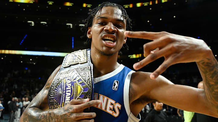 Capitanes Guard Dink Pate #1 celebrating after the NBA G...