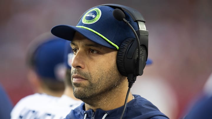 Seattle Seahawks defensive coordinator Aden Durde on the sidelines