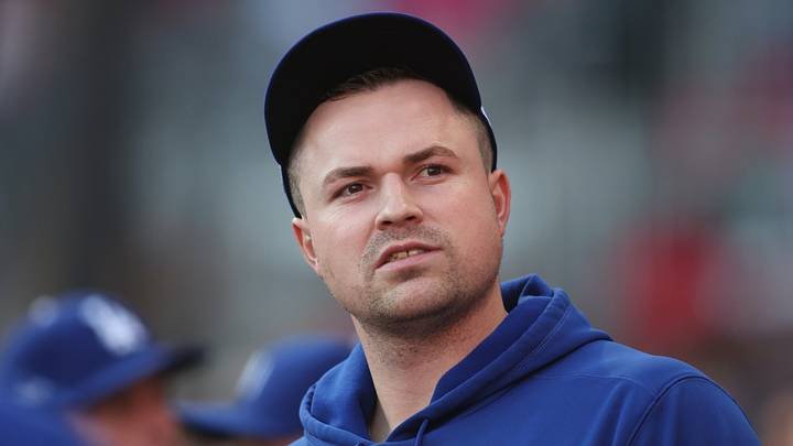 Oct 7, 2026; Cumberland, Georgia, USA;  Los Angeles Dodgers pitcher Tarik Skubal (29) looks on before game four against the Atlanta Braves in the NLDS for the 2026 MLB Playoffs at Truist Park.  Mandatory Credit: Brett Davis-Imagn Images