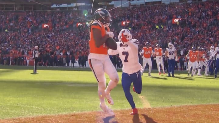 Lil’Jordan Humphrey had a drop in the end zone against the Bills Saturday