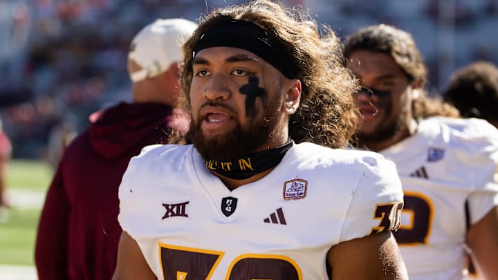 Nov 30, 2024; Tucson, Arizona, USA; Arizona State Sun Devils linebacker Zyrus Fiaseu (30) against the Arizona Wildcats during the Territorial Cup at Arizona Stadium. Mandatory Credit: Mark J. Rebilas-Imagn Images Nov 30, 2024; Tucson, Arizona, USA; Arizona State Sun Devils linebacker Zyrus Fiaseu (30) against the Arizona Wildcats during the Territorial Cup at Arizona Stadium. Mandatory Credit: Mark J. Rebilas-Imagn Images