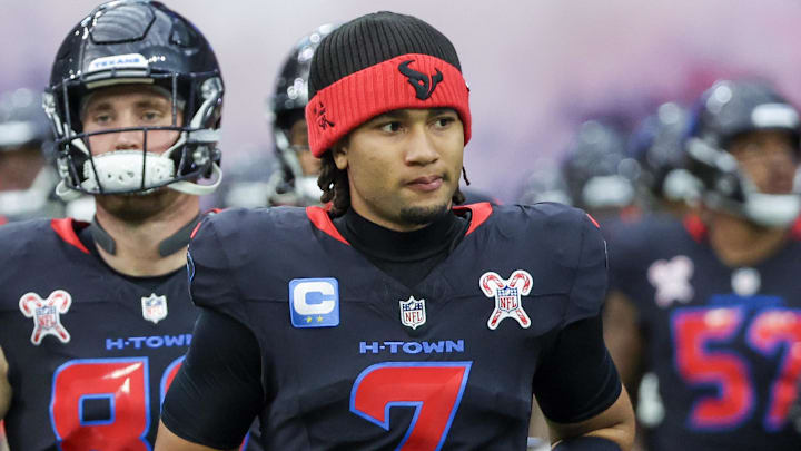 Dec 25, 2024; Houston, Texas, USA; Houston Texans quarterback C.J. Stroud (7) enters the field before playing against the Baltimore Ravens at NRG Stadium. Mandatory Credit: Thomas Shea-Imagn Images Dec 25, 2024; Houston, Texas, USA; Houston Texans quarterback C.J. Stroud (7) enters the field before playing against the Baltimore Ravens at NRG Stadium. Mandatory Credit: Thomas Shea-Imagn Images