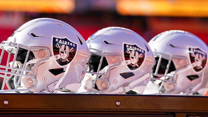 Nov 29, 2024; Kansas City, Missouri, USA; A general view of Las Vegas Raiders helmets against the Kansas City Chiefs prior to a game at GEHA Field at Arrowhead Stadium. Mandatory Credit: Denny Medley-Imagn Images Nov 29, 2024; Kansas City, Missouri, USA; A general view of Las Vegas Raiders helmets against the Kansas City Chiefs prior to a game at GEHA Field at Arrowhead Stadium. Mandatory Credit: Denny Medley-Imagn Images