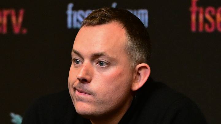 Milwaukee Bucks general manager Jon Horst addresses the media after head coach Adrian Griffin (not pictured) was dismissed at Fiserv Forum on January 24, 2024. Milwaukee Bucks general manager Jon Horst addresses the media after head coach Adrian Griffin (not pictured) was dismissed at Fiserv Forum on January 24, 2024.