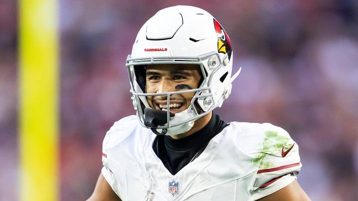 Dec 21, 2025; Glendale, Arizona, USA;  Arizona Cardinals wide receiver Michael Wilson (14) against the Atlanta Falcons at State Farm Stadium. Mandatory Credit: Mark J. Rebilas-Imagn Images