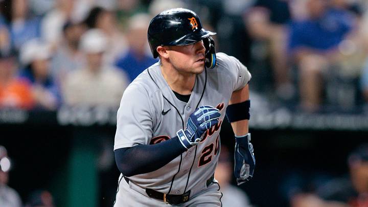 Detroit Tigers first baseman Spencer Torkelson (20) runs to first base after a hit. Credit: William Purnell-Imagn Images Detroit Tigers first baseman Spencer Torkelson (20) runs to first base after a hit. Credit: William Purnell-Imagn Images