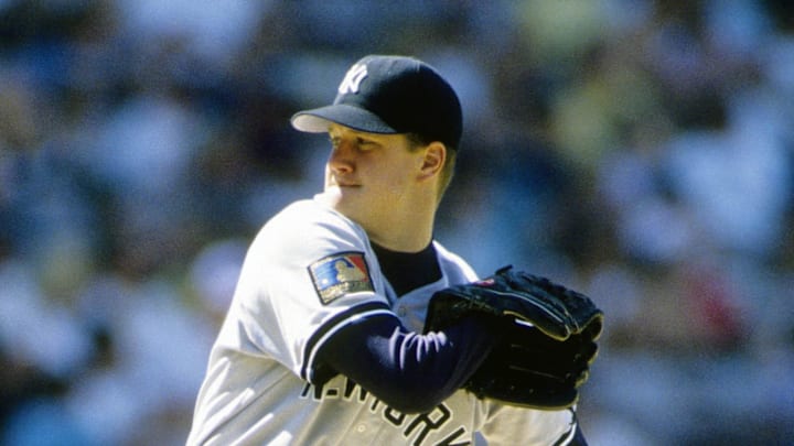 New York Yankees pitcher Jim Abbott in action during the 1994 season against the California Angels at Anaheim Stadium. 