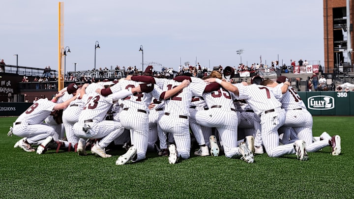 Mississippi State players gather before Saturday's game against Delaware on Saturday. Mississippi State players gather before Saturday's game against Delaware on Saturday.