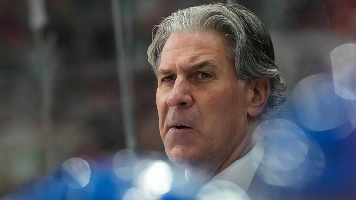 Jan 3, 2026; Raleigh, North Carolina, USA; Colorado Avalanche head coach Jared Bednar looks on against the Carolina Hurricanes during the first period at Lenovo Center. Mandatory Credit: James Guillory-Imagn Images