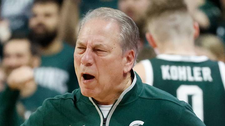 Michigan State's Tom Izzo yells at a referee about a call made during a game against Northwestern at the Breslin Center on Thursday, Jan. 8, 2026.