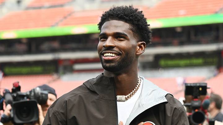 Aug 22, 2026; Cleveland, Ohio, USA; Cleveland Browns quarterback Shedeur Sanders (2) acknowledges fans after the game between the Browns and the Buffalo Bills during the second half at Huntington Bank Field. Aug 22, 2026; Cleveland, Ohio, USA; Cleveland Browns quarterback Shedeur Sanders (2) acknowledges fans after the game between the Browns and the Buffalo Bills during the second half at Huntington Bank Field.