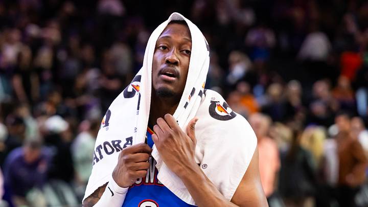 Jan 4, 2026; Phoenix, Arizona, USA; Oklahoma City Thunder guard Jalen Williams (8) reacts against the Phoenix Suns at Mortgage Matchup Center. Mandatory Credit: Mark J. Rebilas-Imagn Images Jan 4, 2026; Phoenix, Arizona, USA; Oklahoma City Thunder guard Jalen Williams (8) reacts against the Phoenix Suns at Mortgage Matchup Center. Mandatory Credit: Mark J. Rebilas-Imagn Images