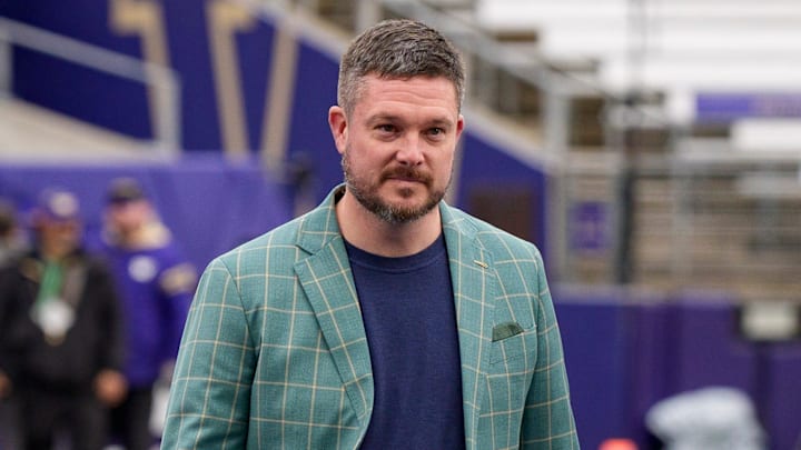 Oregon head coach Dan Lanning walks the field before the game as the Oregon Ducks take on the Washington Huskies on Nov. 29, 2025, at Husky Stadium in Seattle, Washington. Oregon head coach Dan Lanning walks the field before the game as the Oregon Ducks take on the Washington Huskies on Nov. 29, 2025, at Husky Stadium in Seattle, Washington.