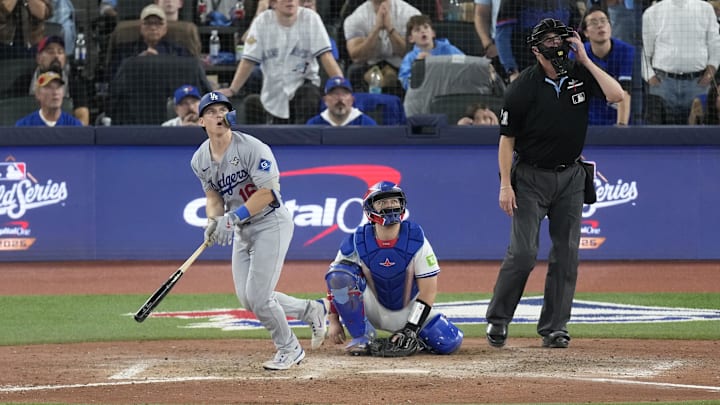 Dodgers catcher Will Smith hits the go-ahead home run in the 11th inning of Game 7 of the 2025 World Series.