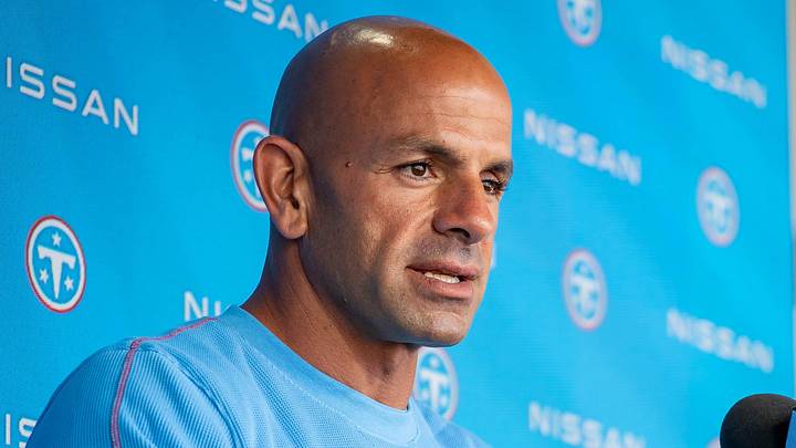 Tennessee Titans Coach Robert Saleh speaks before mandatory minicamp at Vanderbilt Health Football Center in Nashville, Tenn., Wednesday, June 17, 2026.