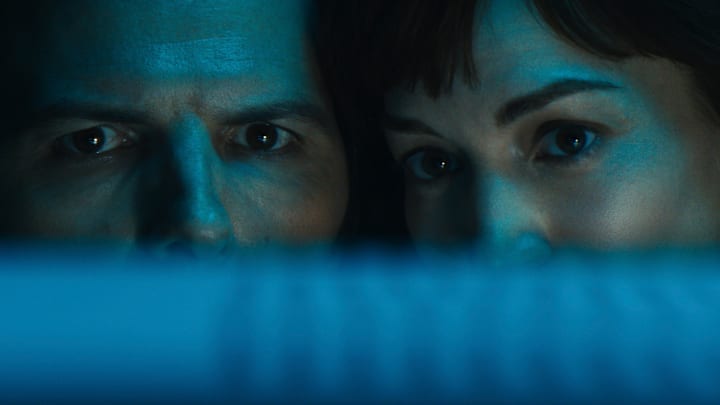 Adam Scott and Britt Lower in "Severance," now streaming on Apple TV+.