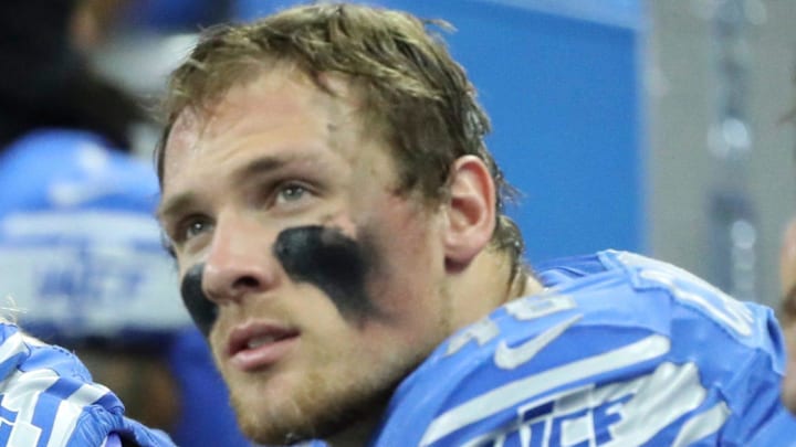 Detroit Lions linebacker Jack Campbell (46) on the sidelines during action against the Atlanta Falcons Detroit Lions linebacker Jack Campbell (46) on the sidelines during action against the Atlanta Falcons