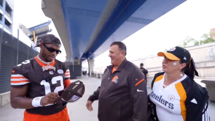 Shilo Sanders wore his brother's jersey while at the Browns game on Sunday.