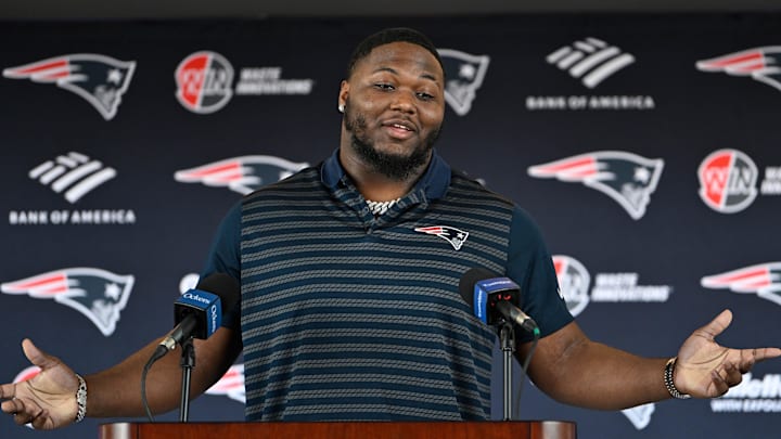 Mar 13, 2025; Foxborough, MA, USA; New England Patriots defensive tackle Milton Williams discusses his recent free agent addition to the Patriots with the media at Gillette Stadium. Mandatory Credit: Eric Canha-Imagn Images Mar 13, 2025; Foxborough, MA, USA; New England Patriots defensive tackle Milton Williams discusses his recent free agent addition to the Patriots with the media at Gillette Stadium. Mandatory Credit: Eric Canha-Imagn Images