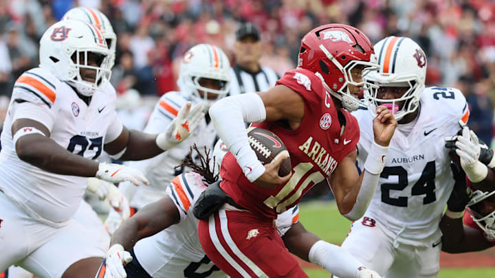 The Auburn Tigers' defense, once again, rose to the occasion in the win over Arkansas. The Auburn Tigers' defense, once again, rose to the occasion in the win over Arkansas.