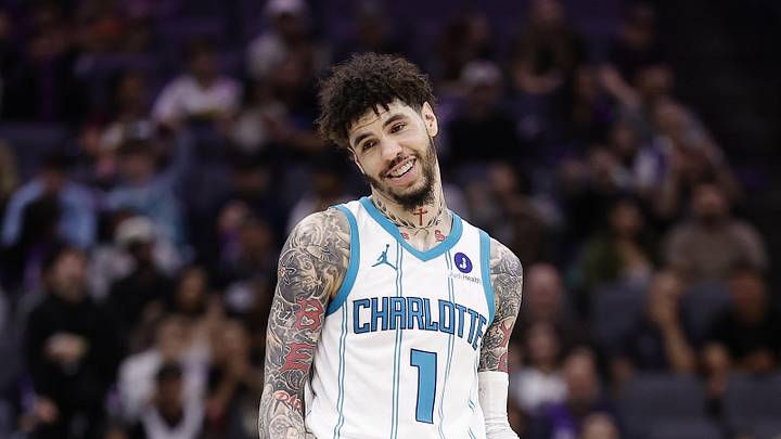 Mar 11, 2026; Sacramento, California, USA; Charlotte Hornets guard LaMelo Ball (1) smiles and gestures after scoring a three point basket against the Sacramento King during the fourth quarter at Golden 1 Center. Mandatory Credit: Kelley L Cox-Imagn Images Mar 11, 2026; Sacramento, California, USA; Charlotte Hornets guard LaMelo Ball (1) smiles and gestures after scoring a three point basket against the Sacramento King during the fourth quarter at Golden 1 Center. Mandatory Credit: Kelley L Cox-Imagn Images
