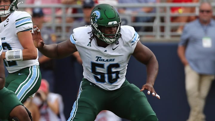 Tulane Green Wave offensive linemen Shadre Hurst (56) is now with the Houston Cougars and ranks as one of the best returning guards in college football.