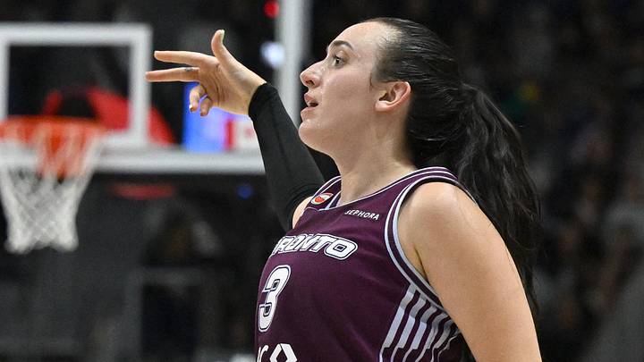 Jun 25, 2026; Toronto, Ontario, CAN; Toronto Tempo guard Marina Mabrey (3) reacts after making a three point basket against the Los Angeles Sparks in the second half at Coca-Cola Coliseum. Mandatory Credit: Dan Hamilton-Imagn Images