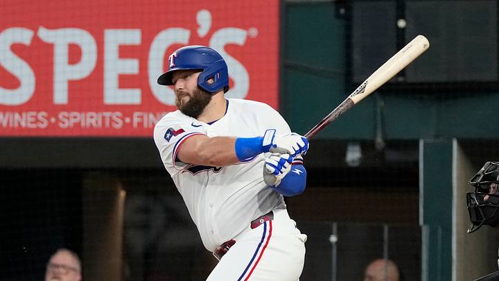 Texas Rangers first baseman Jake Burger. Texas Rangers first baseman Jake Burger.