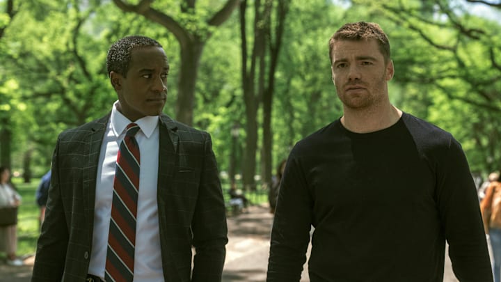 The Night Agent. (L to R) Albert Jones as Deputy Director Aiden Mosley, Gabriel Basso as Peter Sutherland in episode 310 of The Night Agent. Cr. Christopher Saunders/Netflix © 2026 The Night Agent. (L to R) Albert Jones as Deputy Director Aiden Mosley, Gabriel Basso as Peter Sutherland in episode 310 of The Night Agent. Cr. Christopher Saunders/Netflix © 2026