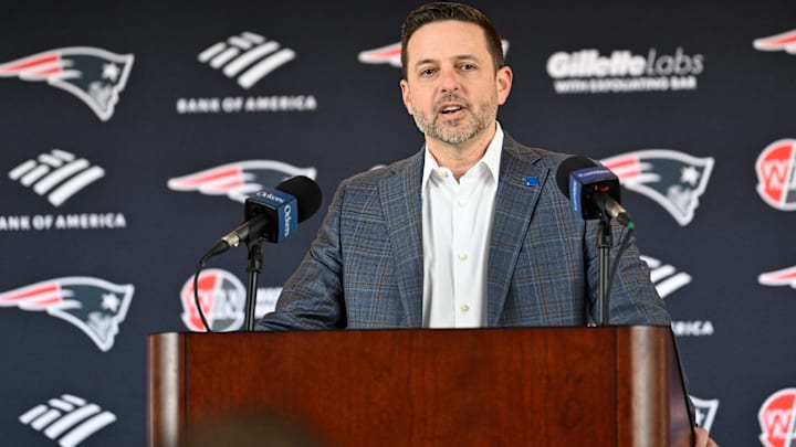 New England Patriots executive vice president of player personnel Eliot Wolf discusses the teamís recent free agent additions with the media at Gillette Stadium. New England Patriots executive vice president of player personnel Eliot Wolf discusses the teamís recent free agent additions with the media at Gillette Stadium.