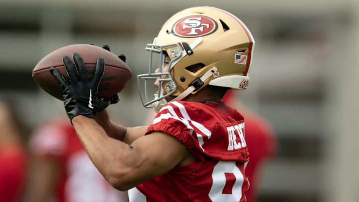 Jul 24, 2025; Santa Clara, CA, USA; San Francisco 49ers wide receiver Junior Bergen (86) runs a pass route during the second day of training camp. Mandatory Credit: D. Ross Cameron-Imagn Images Jul 24, 2025; Santa Clara, CA, USA; San Francisco 49ers wide receiver Junior Bergen (86) runs a pass route during the second day of training camp. Mandatory Credit: D. Ross Cameron-Imagn Images