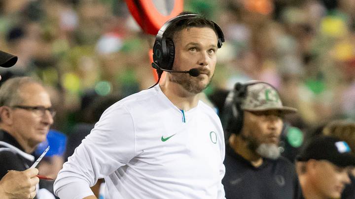 Oregon head coach Dan Lanning looks on as the No. 3 Oregon Ducks host the No. 2 Ohio State Buckeyes Saturday, Oct. 12, 2024 at Autzen Stadium in Eugene, Ore.