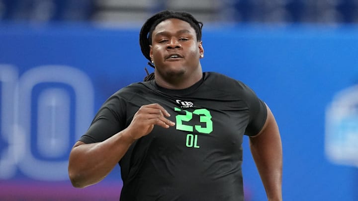 Kentucky offensive lineman Jalen Farmer (OL23) during the NFL Scouting Combine.