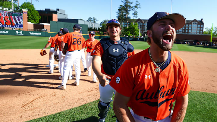 The Auburn Tigers celebrate a sweep of LSU. Now they head to Austin to take on the No. 1 Texas Longhorns. 