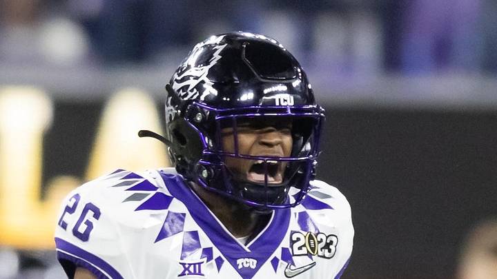 Former TCU Horned Frogs safety Bud Clark celebrates