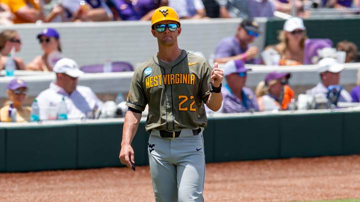 West Virginia Head Coach Steve Sabins as The LSU Tigers take on the West Virginia Mountaineers in game 1 of the 2025 NCAA Div 1 Super Regional Baseball Championship at Alex Box Stadium in Baton Rouge, LA. Saturday, June 7, 2025.