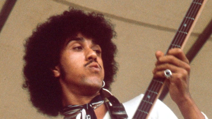 Phil Lynott of Thin Lizzy performs Phil Lynott of Thin Lizzy performs