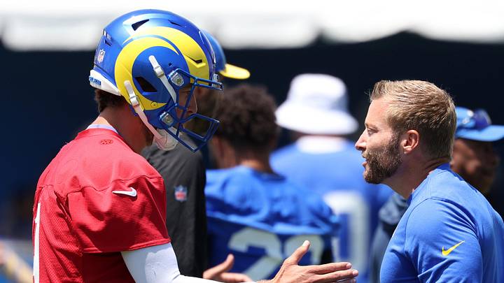 Los Angeles Rams quarterback Matthew Stafford (9) and head coach Sean McVay. Mandatory Credit: Kiyoshi Mio-Imagn Images Los Angeles Rams quarterback Matthew Stafford (9) and head coach Sean McVay. Mandatory Credit: Kiyoshi Mio-Imagn Images