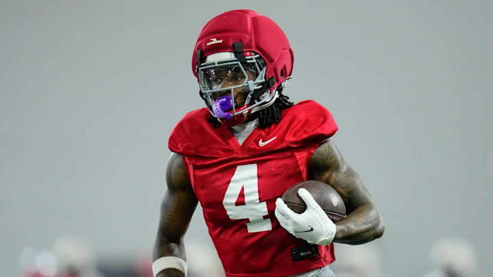 Ohio State Buckeyes wide receiver Jeremiah Smith (4) runs during the first day of spring workouts for the 2026 football season at Woody Hayes Athletic Complex in Columbus on March 10, 2026. Ohio State Buckeyes wide receiver Jeremiah Smith (4) runs during the first day of spring workouts for the 2026 football season at Woody Hayes Athletic Complex in Columbus on March 10, 2026.