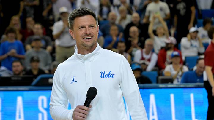 Jan 31, 2026; Los Angeles, California, USA; UCLA Bruins head football coach Bob Chesney is introduced during the basketball game against the Indiana Hoosiers at Pauley Pavilion presented by Wescom Financial. Mandatory Credit: Jayne Kamin-Oncea-Imagn Images Jan 31, 2026; Los Angeles, California, USA; UCLA Bruins head football coach Bob Chesney is introduced during the basketball game against the Indiana Hoosiers at Pauley Pavilion presented by Wescom Financial. Mandatory Credit: Jayne Kamin-Oncea-Imagn Images