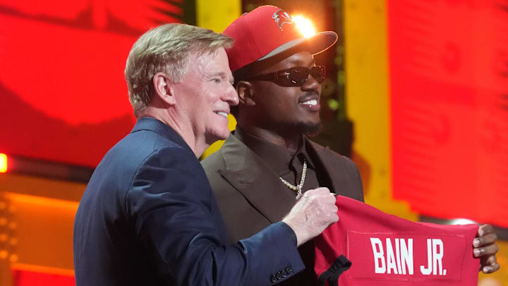 Apr 23, 2026; Pittsburgh, PA, USA; Miami Hurricanes defensive end Rueben Bain Jr. is selected by the Tampa Bay Buccaneers as the number 15 pick during the 2026 NFL Draft at Acrisure Stadium. Mandatory Credit: Kirby Lee-Imagn Images