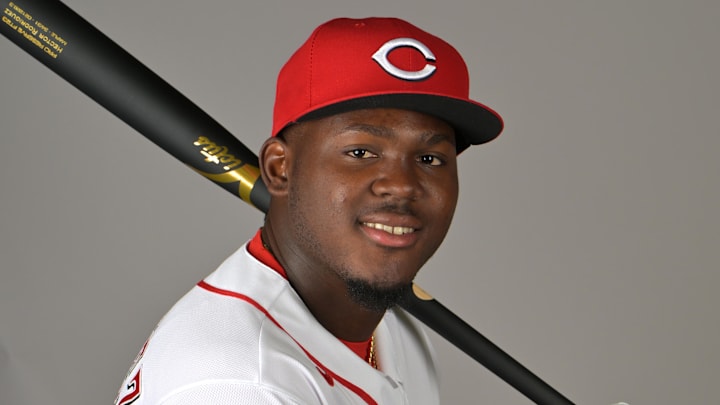 Cincinnati Reds outfielder Hector Rodriguez (43) during media day