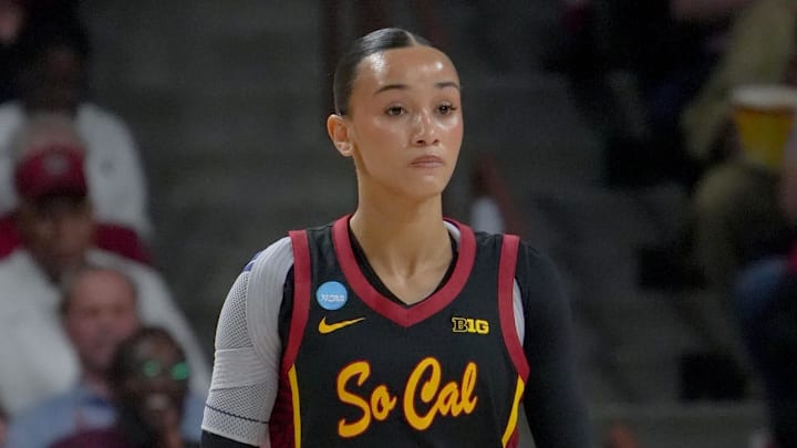 University of Southern California forward Jazzy Davidson (9) Monday, March 23, 2026, during the first quarter NCAA Women's Basketball Tournament at Colonial Life Arena in Columbia, South Carolina.