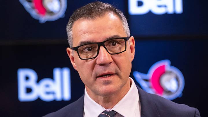 Jan 12, 2025; Ottawa, Ontario, CAN; President of Hockey Operations and General Manager Steve Staios speaks to the media pprior to match between the Dallas Stars and the Ottawa Senators at the Canadian Tire Centre. Mandatory Credit: Marc DesRosiers-Imagn Images Jan 12, 2025; Ottawa, Ontario, CAN; President of Hockey Operations and General Manager Steve Staios speaks to the media pprior to match between the Dallas Stars and the Ottawa Senators at the Canadian Tire Centre. Mandatory Credit: Marc DesRosiers-Imagn Images