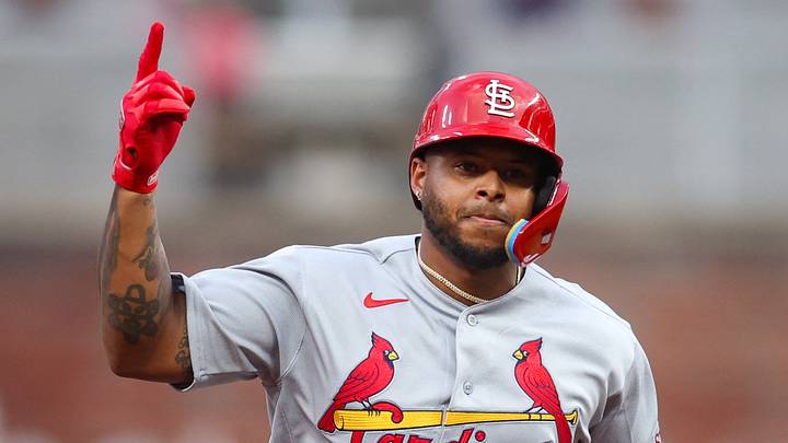 St. Louis Cardinals designated hitter Nelson Velazquez (38) celebrates after a home run against the Atlanta Braves in the fourth inning at Truist Park. Mandatory Credit: Brett Davis-Imagn Images St. Louis Cardinals designated hitter Nelson Velazquez (38) celebrates after a home run against the Atlanta Braves in the fourth inning at Truist Park. Mandatory Credit: Brett Davis-Imagn Images