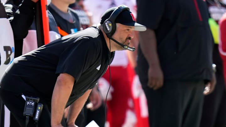 Nebraska head coach Matt Rhule watches his team against Ohio State on Oct 26, 2024.