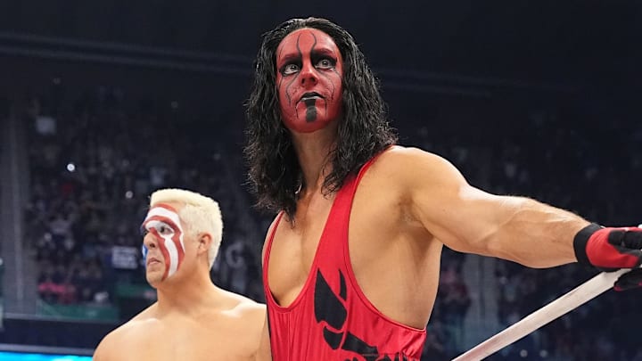 Sting's two sons, Steven (front) and Garrett (back) with their father before his final match at March's AEW Revolution. Sting's two sons, Steven (front) and Garrett (back) with their father before his final match at March's AEW Revolution.