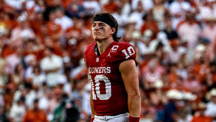 Oklahoma quarterback John Mateer competes against Texas. Oklahoma quarterback John Mateer competes against Texas.