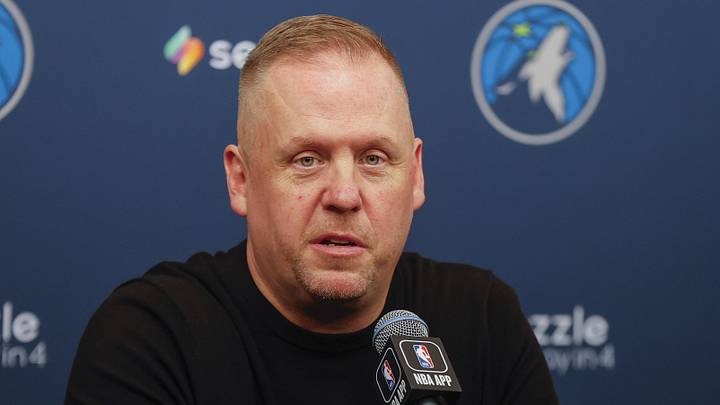 Sep 29, 2025; Minneapolis, MN, USA; Minnesota Timberwolves president of basketball operations Tim Connelly speaks to the media during media day at Target Center. Mandatory Credit: Bruce Kluckhohn-Imagn Images