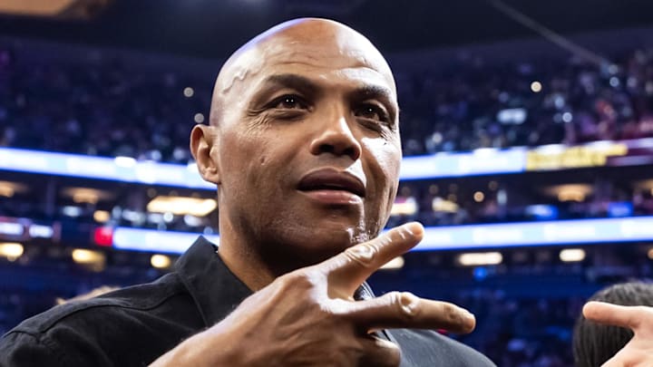 Nov 21, 2025; Phoenix, Arizona, USA; Phoenix Suns former player Charles Barkley in attendance against the Minnesota Timberwolves during an NBA Cup game at Mortgage Matchup Center. Mandatory Credit: Mark J. Rebilas-Imagn Images